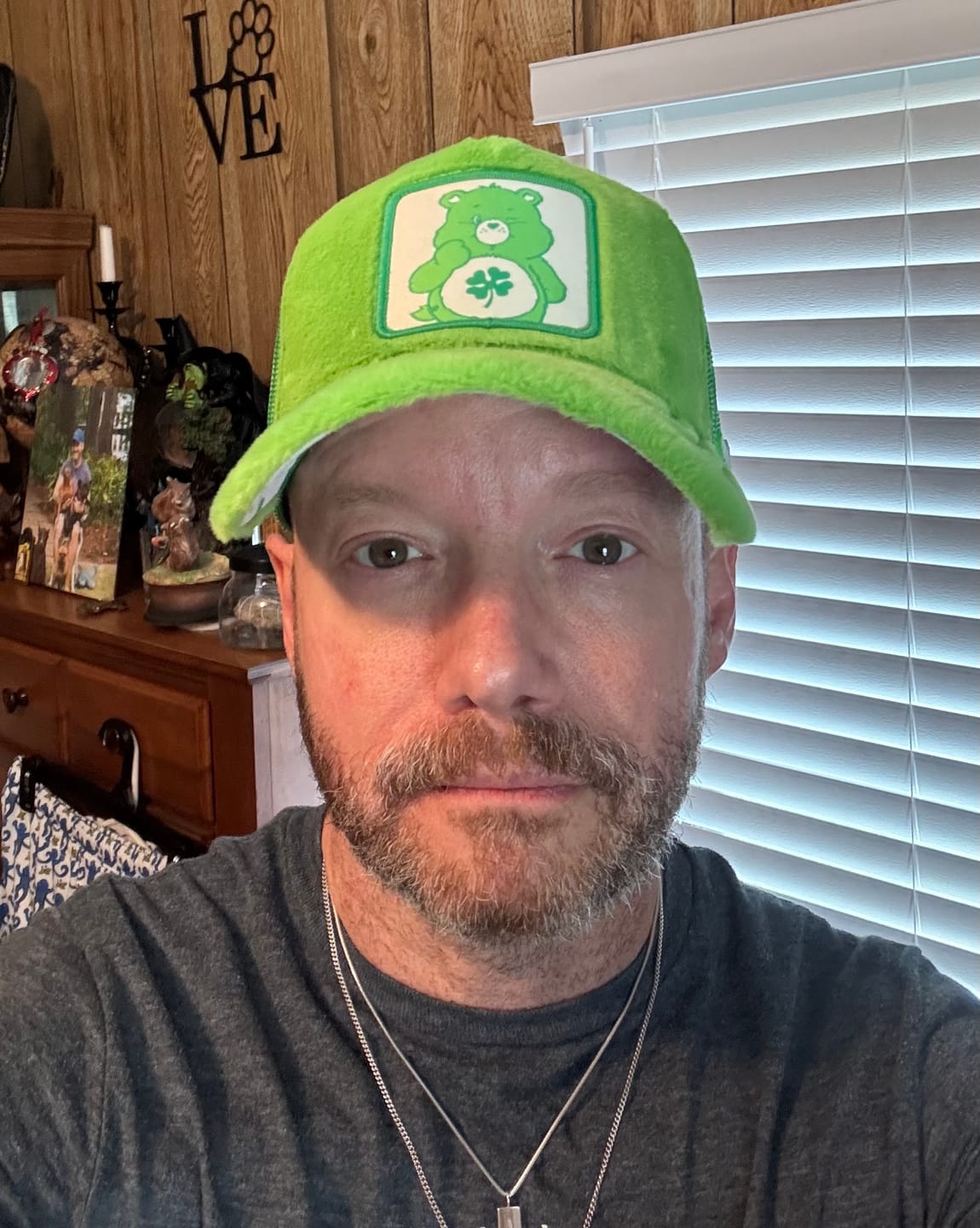 Customer photo review of OVERLORD X Care Bears:  Good Luck Bear Trucker Cap