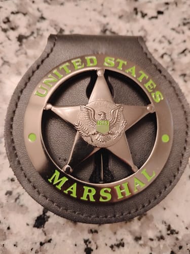 Customer photo review of USMS US Marshals Service DUSM Badge Black Chrome Version Replica Movie Props