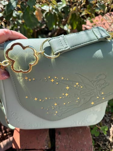 Customer photo review of Loungefly Disney Peter Pan Tinker Bell Clover Crossbody Bag