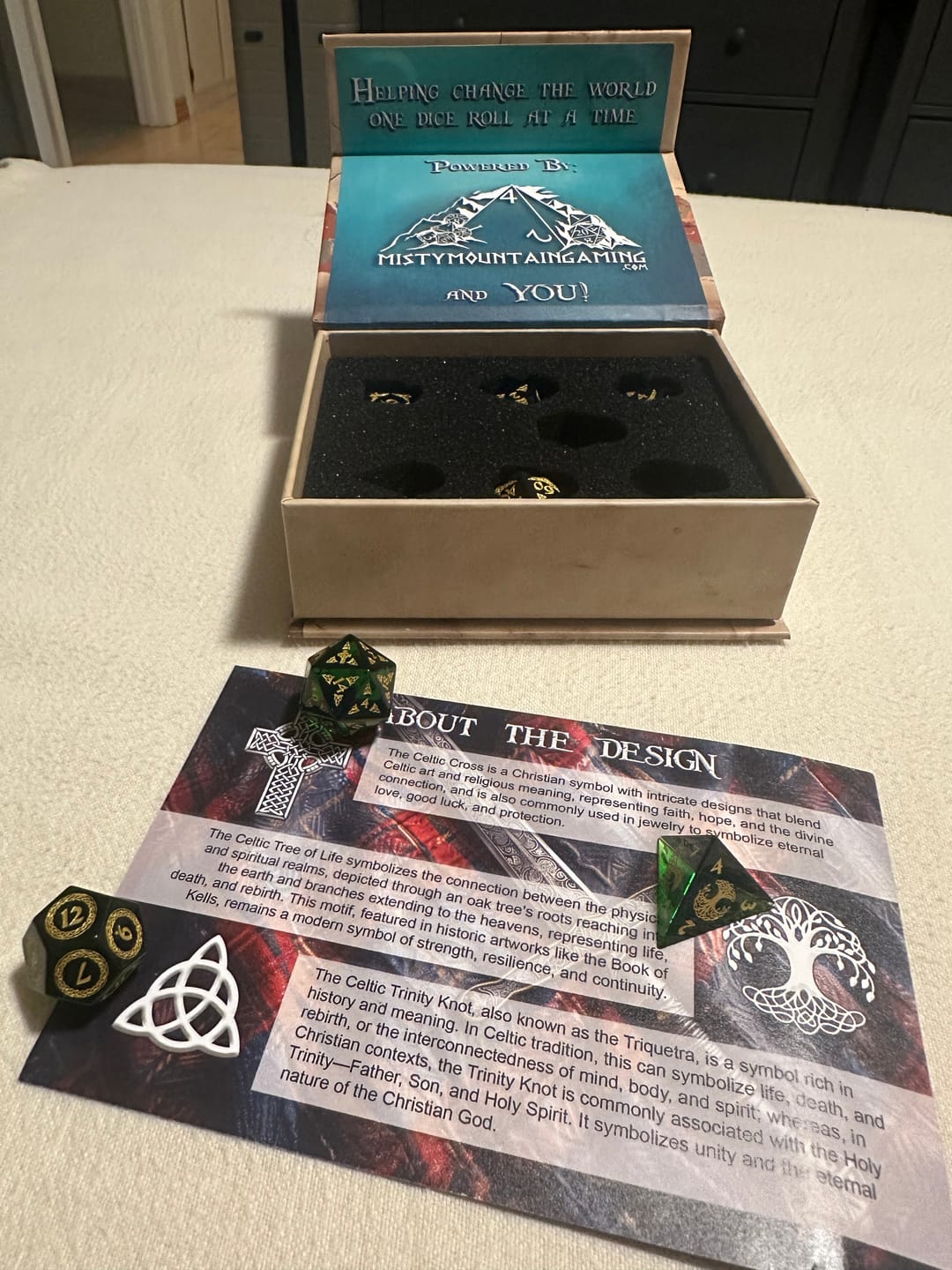 Customer photo review of Celtic Green Glass Dice Set - Dice Around the World Collection