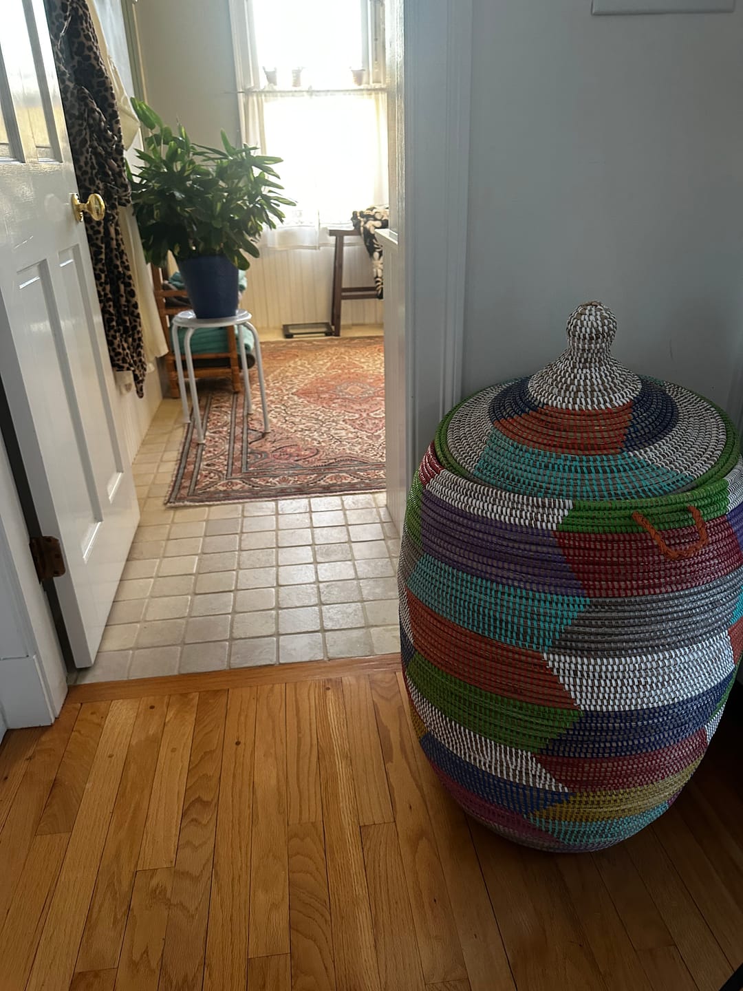 Customer photo review of Oversized Rainbow Herringbone Basket