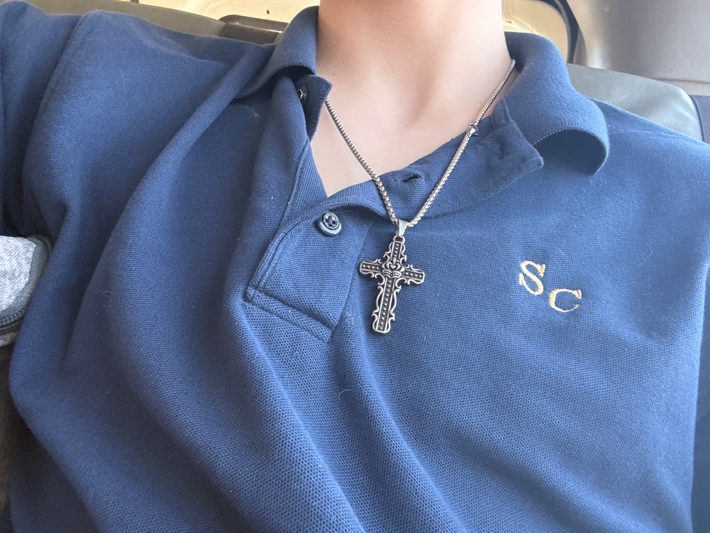 Customer photo review of Ember Cross Necklace