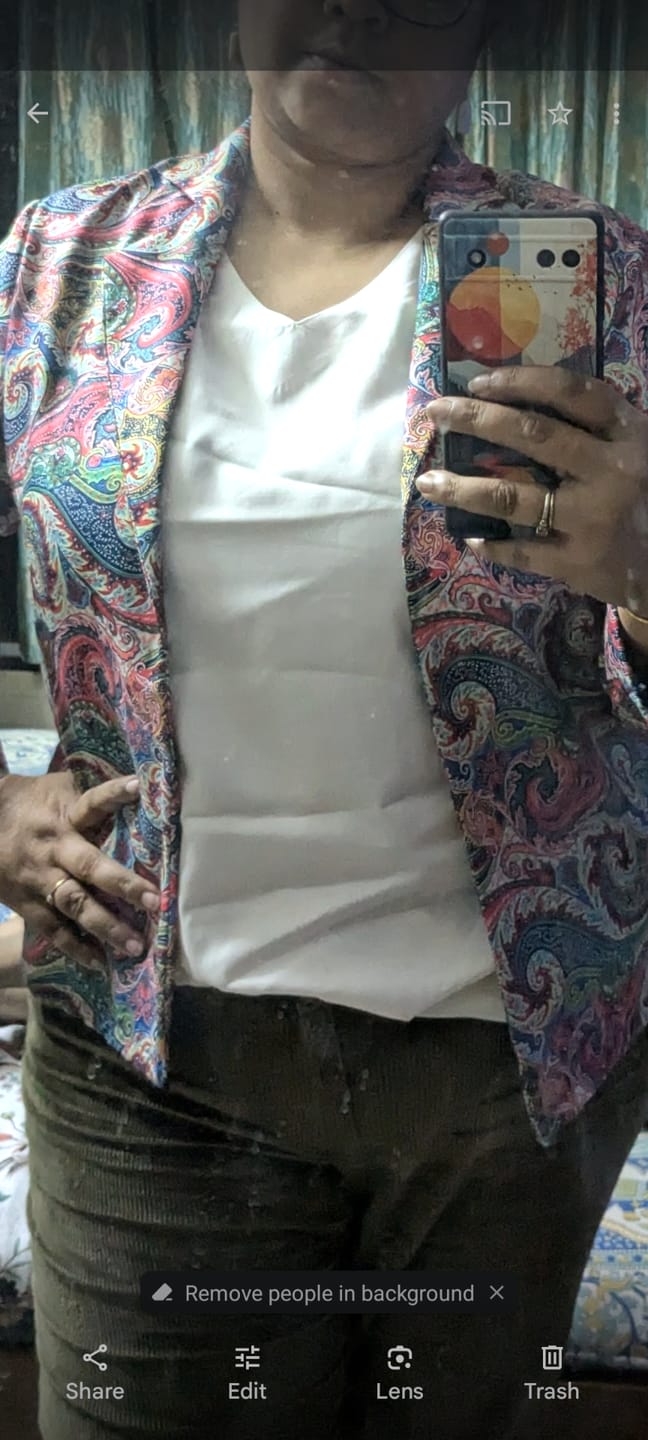 Customer photo review of White V-Neck Sleeveless Top
