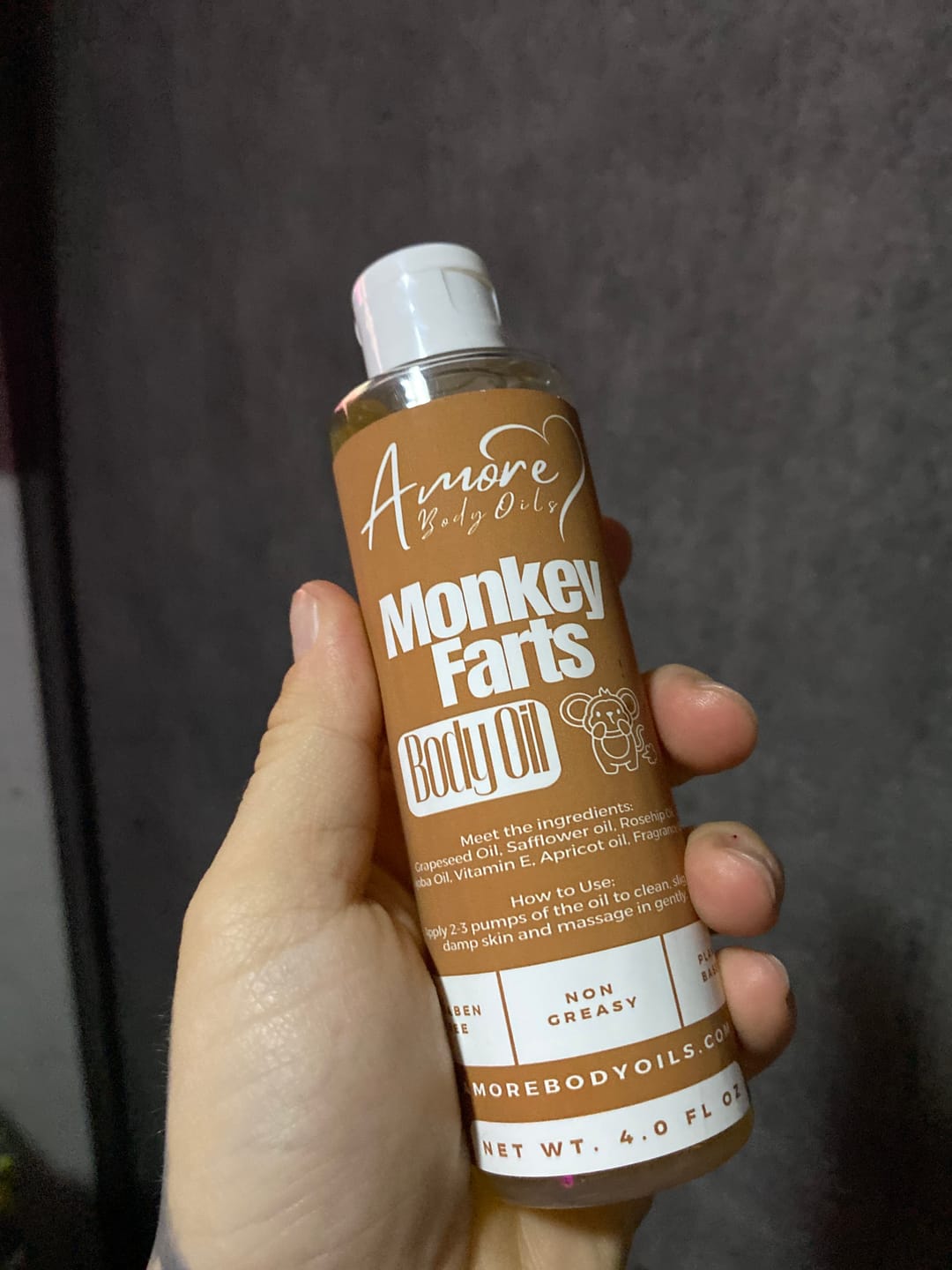 Customer photo review of Monkey Farts - Body Oil - Limited Edition