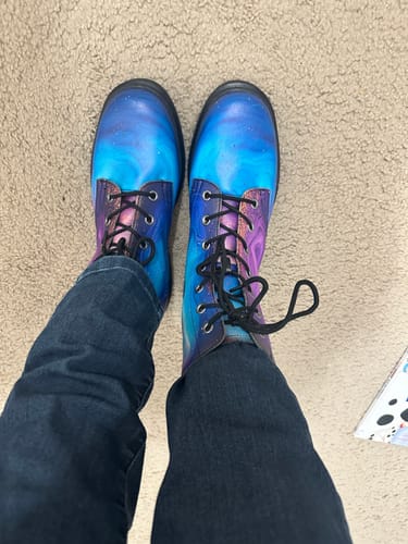Customer photo review of Prismatic Currents Boots - Vegan Leather Doc-Style Boots with Durable Stitched on Soles