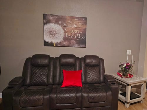 Customer photo review of Home Wall Art: Just Breathe V7 (Wood Frame Ready To Hang)