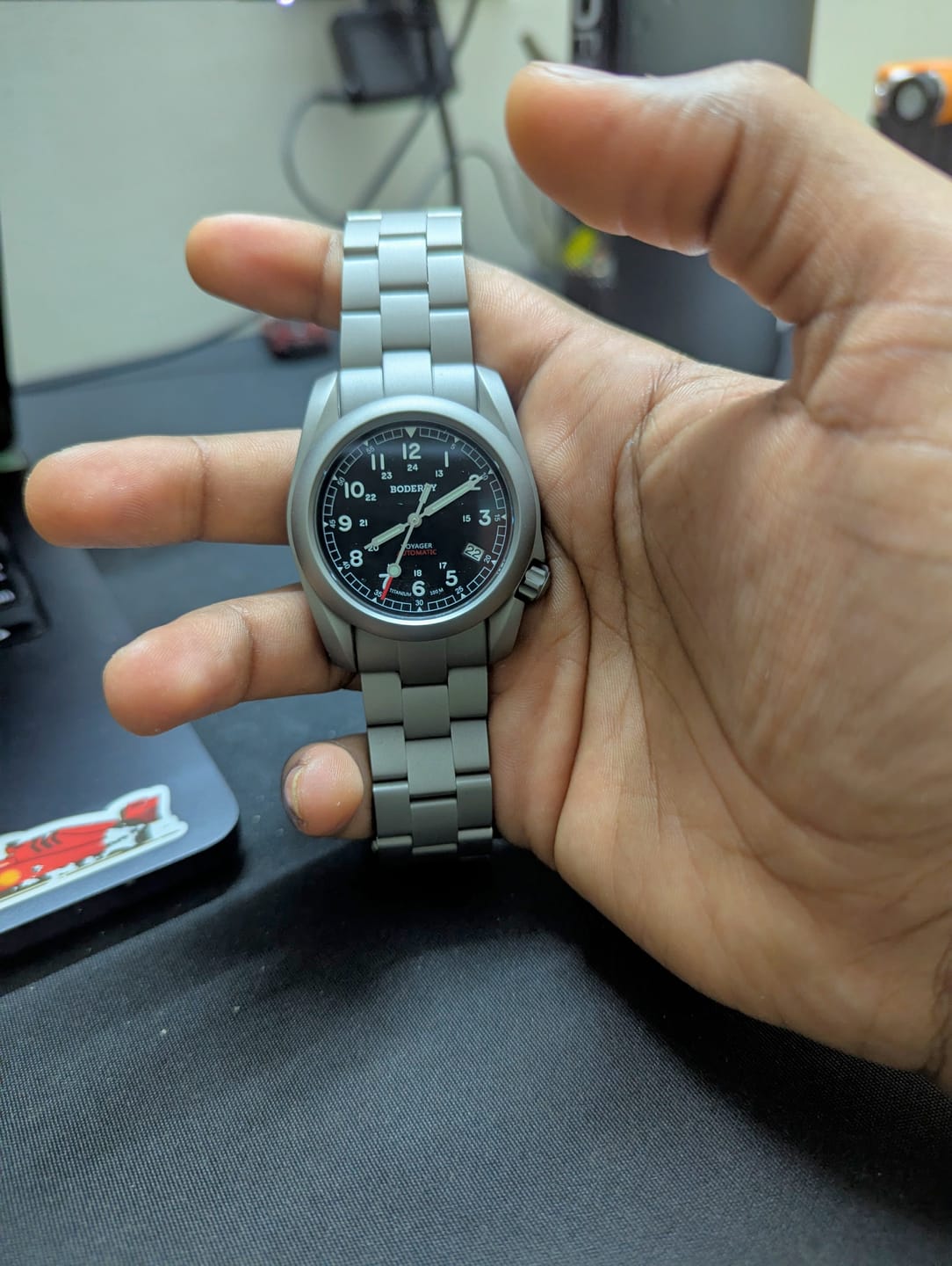 Customer photo review of VOYAGER - 100M Waterproof Titanium Automatic Field Watch | Black-bracelet