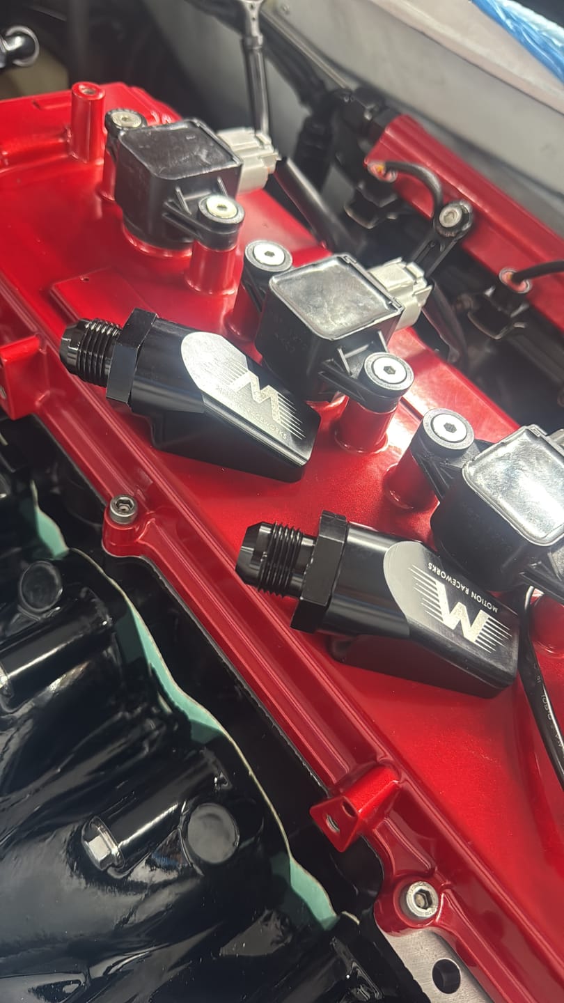 Customer photo review of Motion Raceworks Billet Valve Cover Breathers Black Anodized (Pair)