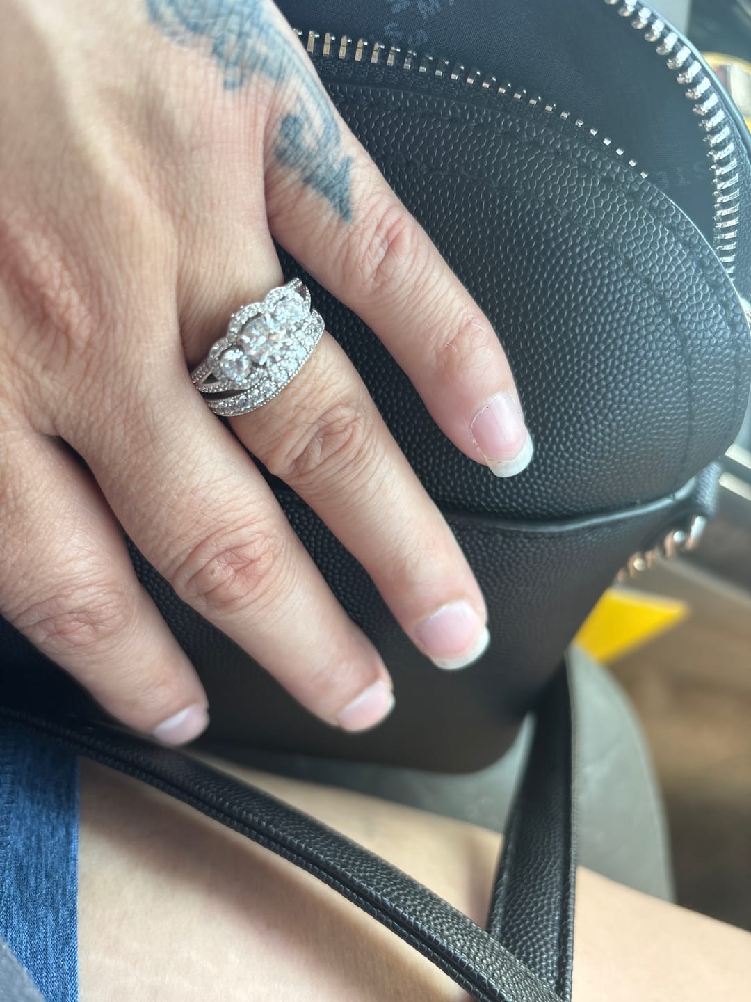 Customer photo review of Pave CZ Eternity Ring in Sterling Silver