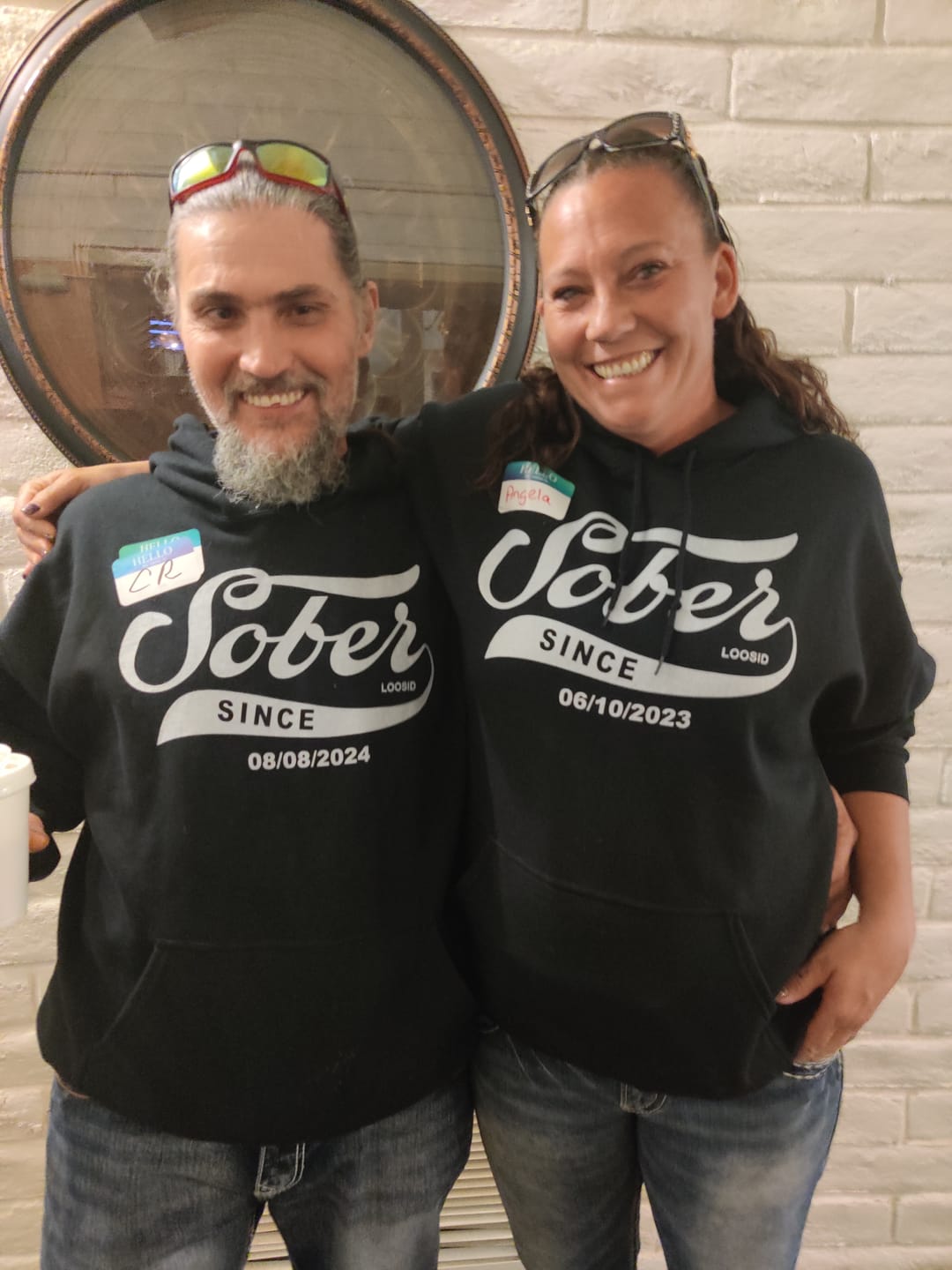 Customer photo review of Men's Sober Since Hoodie w/ Personalized Sobriety Date