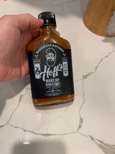 Customer photo review of Hoff's Wake Up Call Caffeinated Hot Sauce
