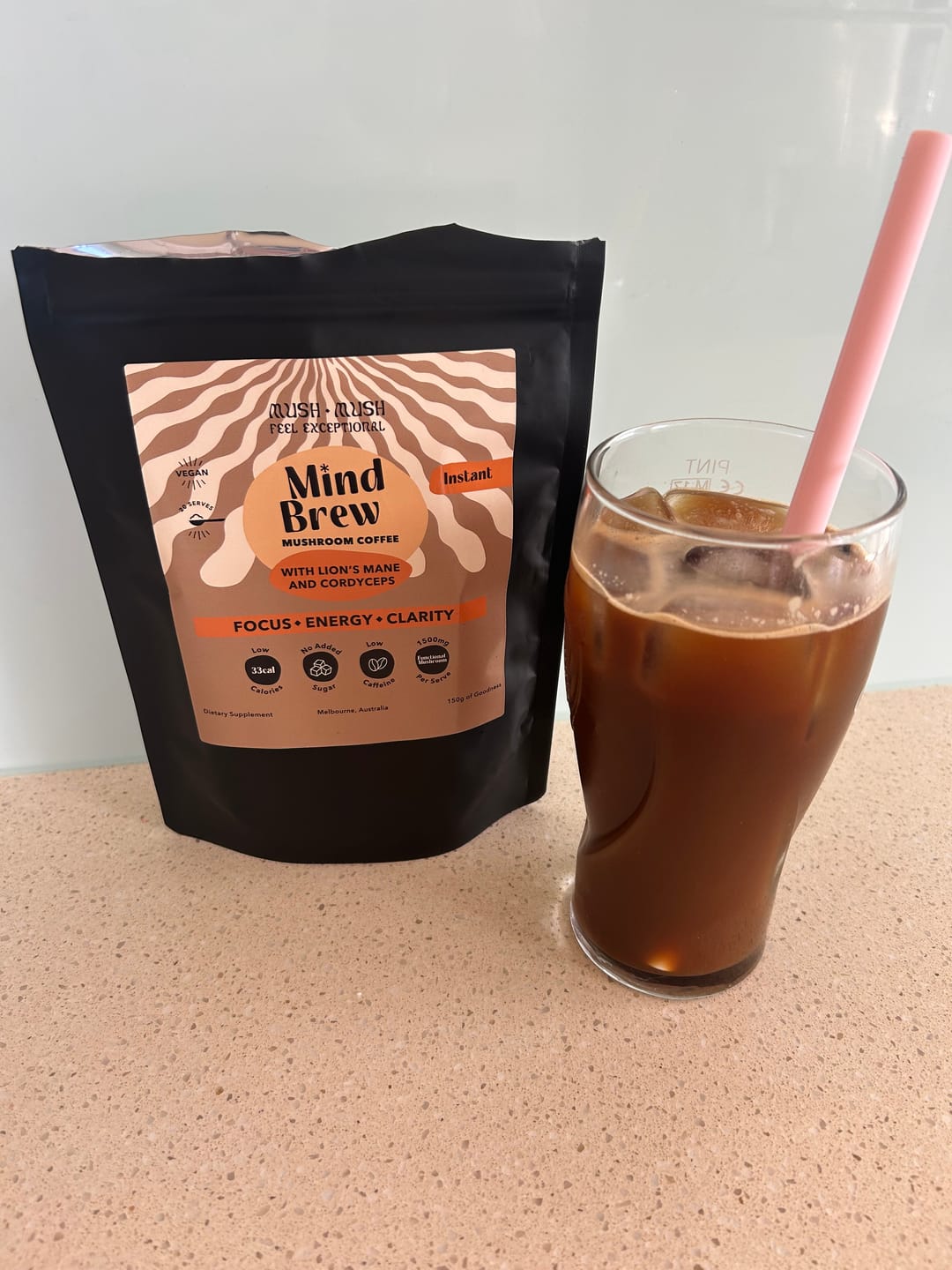 Customer photo review of Mind Brew – Mushroom Coffee with Lion’s Mane & Cordyceps for Focus & Energy