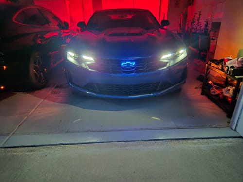 Customer photo review of Chevy Camaro Front Illuminated LED Bowtie Grille Emblem Glowtie Badge kit RGB/White 2016-2024