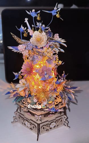 Customer photo review of DIY 3D Wooden Music Box with Metal Flower