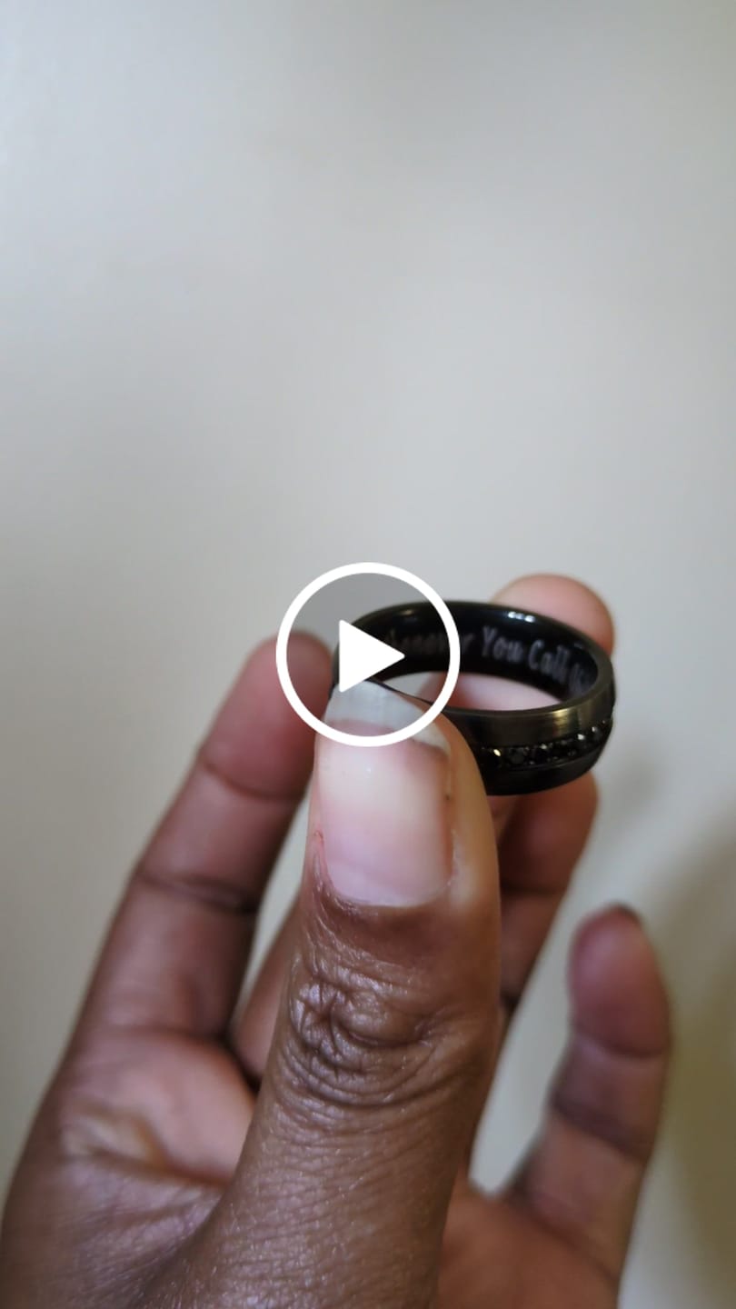 Customer video review of 8mm Gun Metal Tungsten Carbide Wedding Band with Black Sapphires