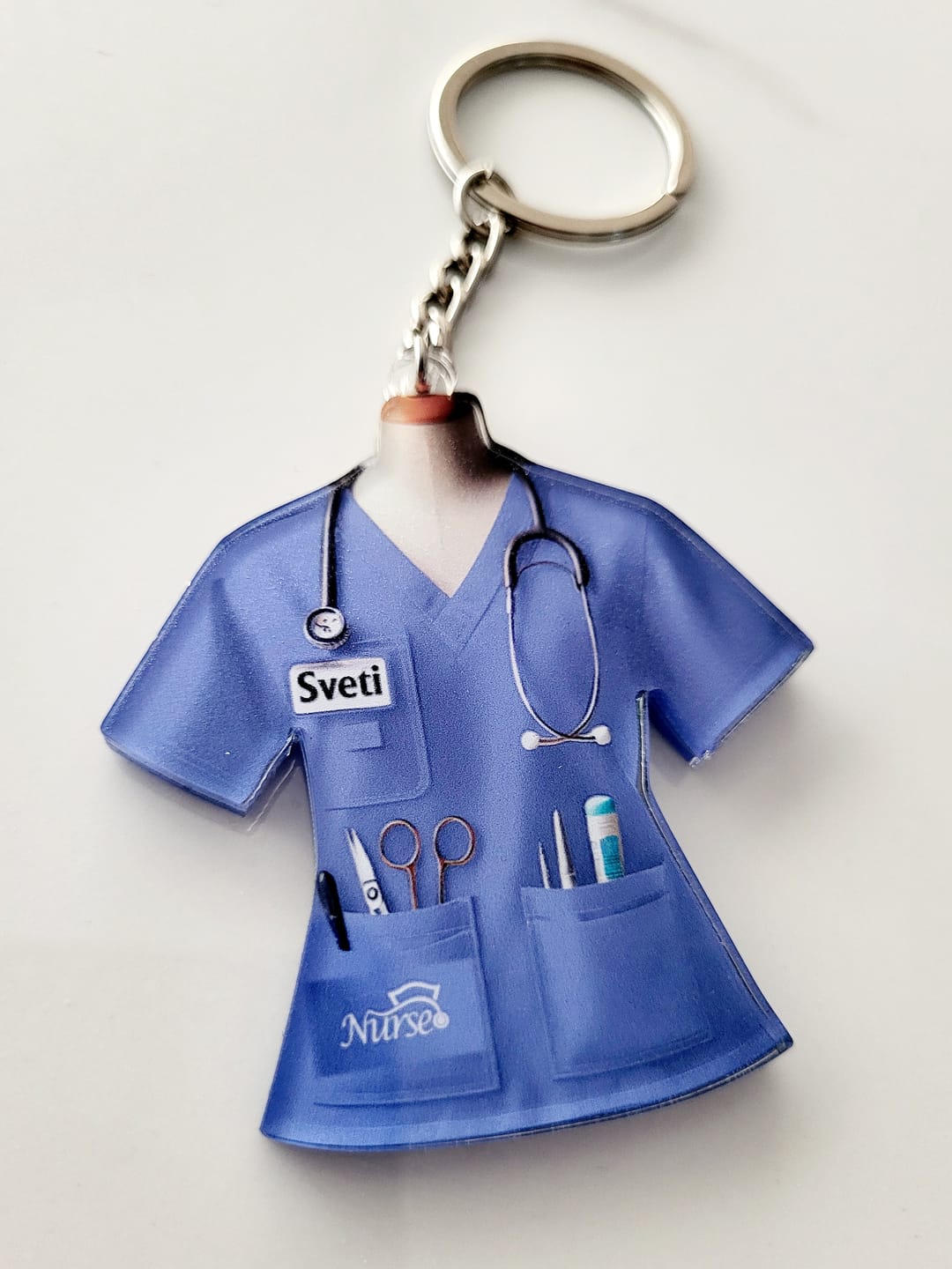 Customer photo review of Nurse Uniform Custom Name Personalized Keychain