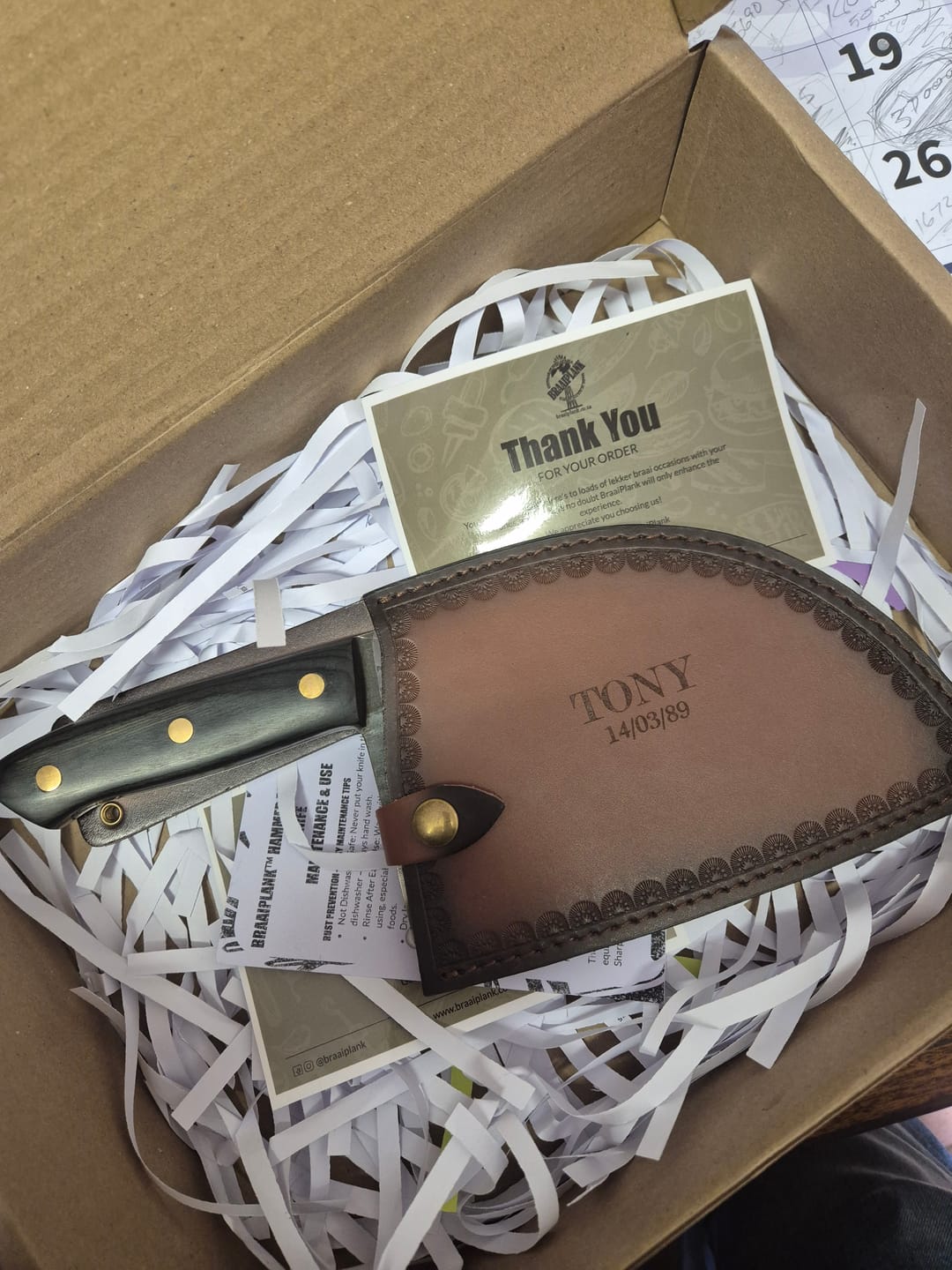 Customer photo review of Add a knife sheath to your order?