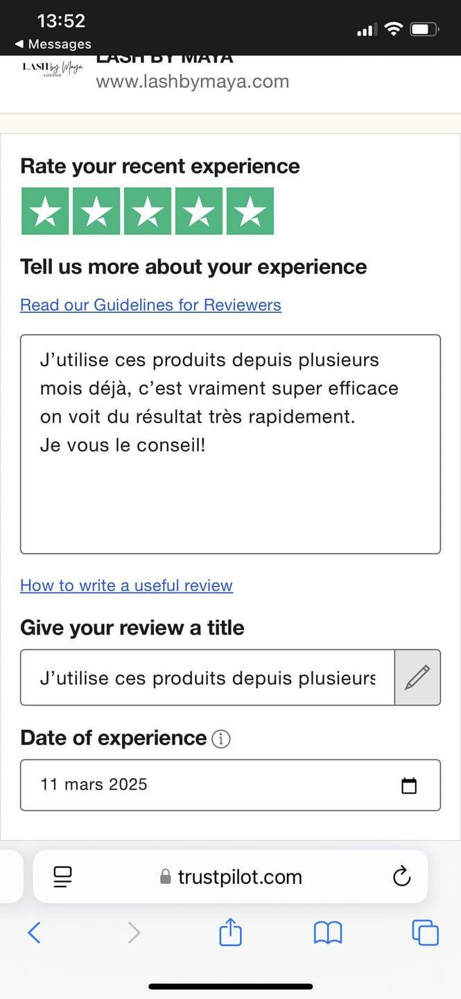 Customer photo review of SÉRUM DE CROISSANCE POUR CILS