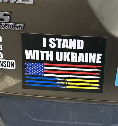 Customer photo review of I Stand With Ukraine Sticker Vinyl Decal