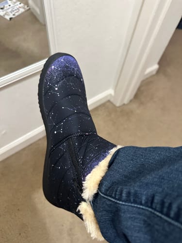 Customer photo review of Aurora Comfy Winter Boots - Warm Vegan Boots with Side Zipper and Anti-Slip Soles