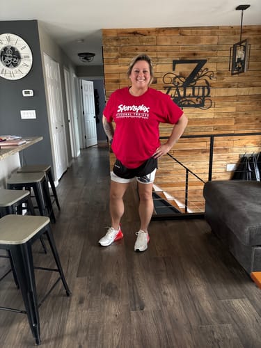 Customer photo review of 'Warrior's Prayer' Women's Performance Shorts