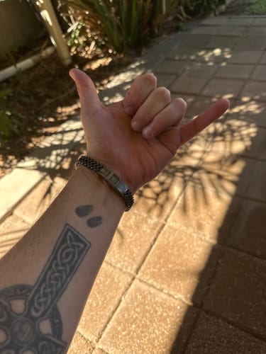 Customer photo review of St. Michael Defend Us Bracelet - Helps Pair Veterans With A Service Dog Or Shelter Dog