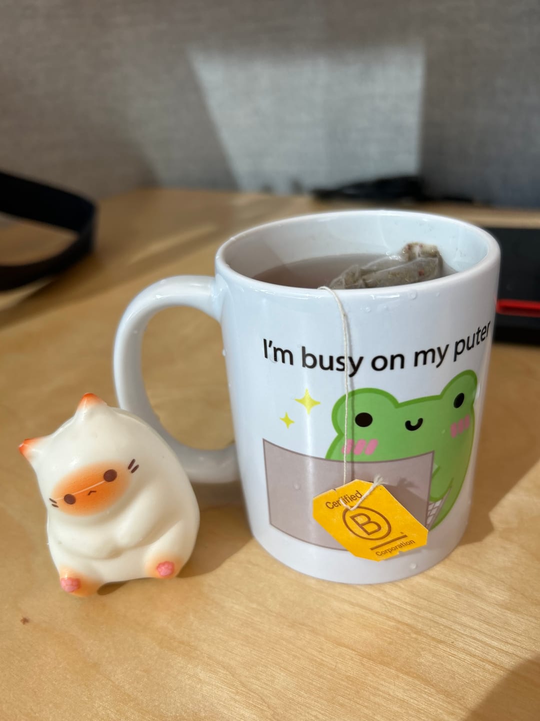 Customer photo review of I'm Busy On My Puter Albert Mug