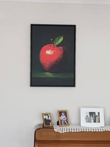 Customer photo review of Red Apple with Leaf Print