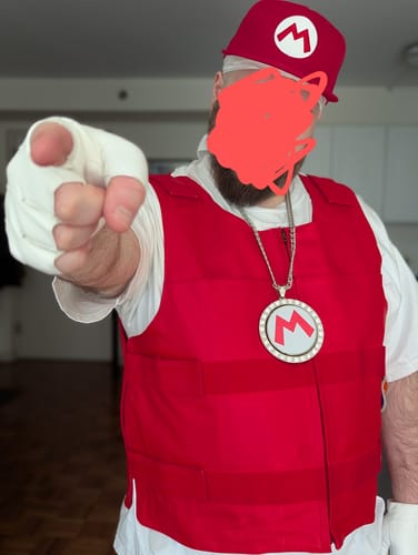 Customer photo review of HL11643 RED Men Bullet Proof Style Leather Vest for Bikers Clubs
