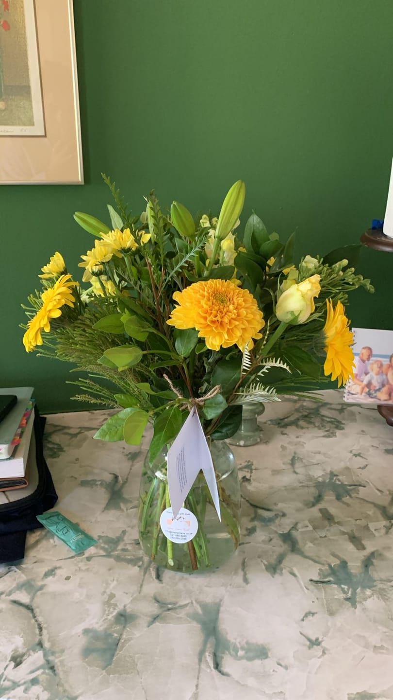 Customer photo review of Yellow Sunrise Bouquet