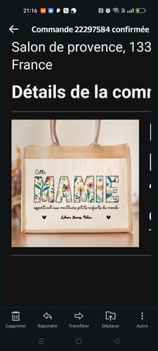 Customer photo review of Meilleure maman - Sac personnalisé pour maman et mamie