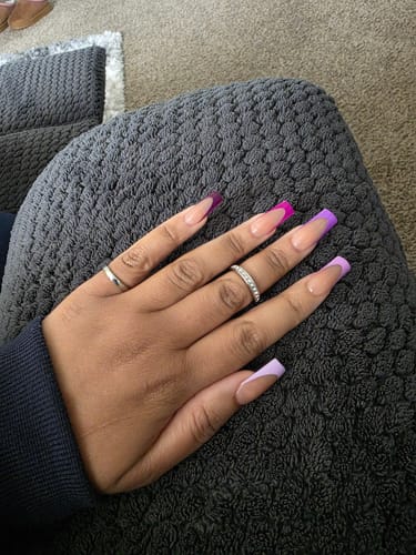 Customer photo review of XCOATTIPS® French - Long Square Purple Pastel Tips