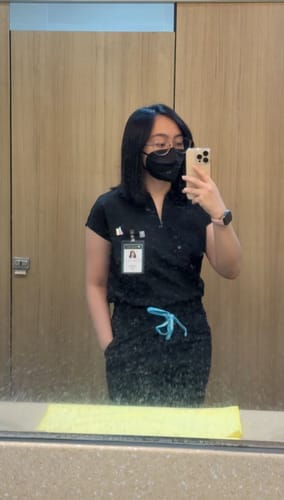 Customer photo review of Zip-Up Polo MoveTech® Scrub Top - Women / So Black