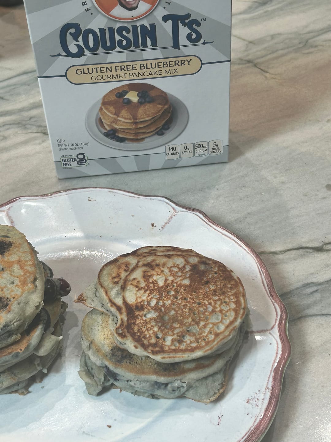 Customer photo review of Cousin T's Gourmet Gluten Free Blueberry Pancake Mix