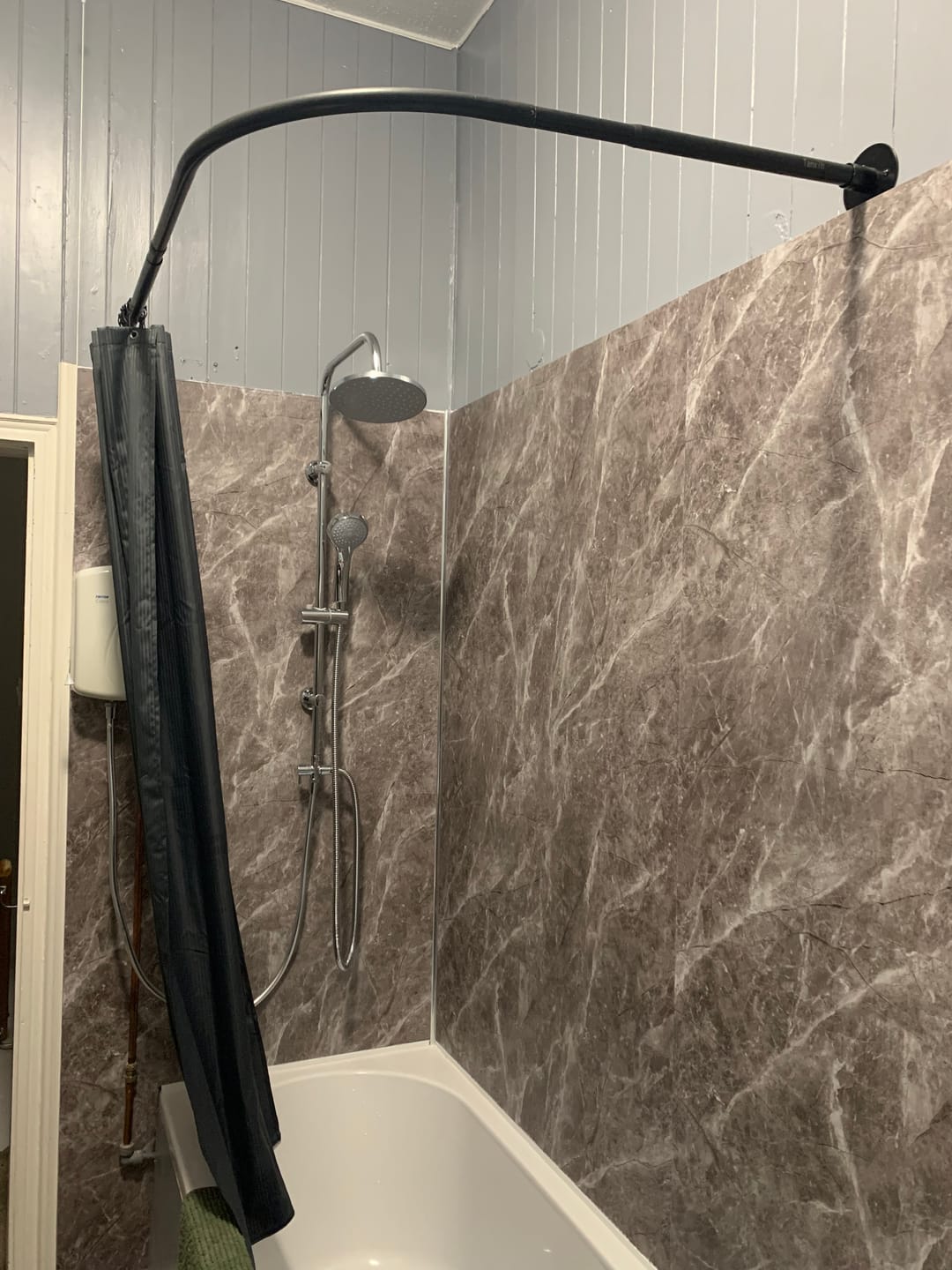 Customer photo review of 10mm Dark Grey Marble Matt Shower Panel 1M x 2.4M