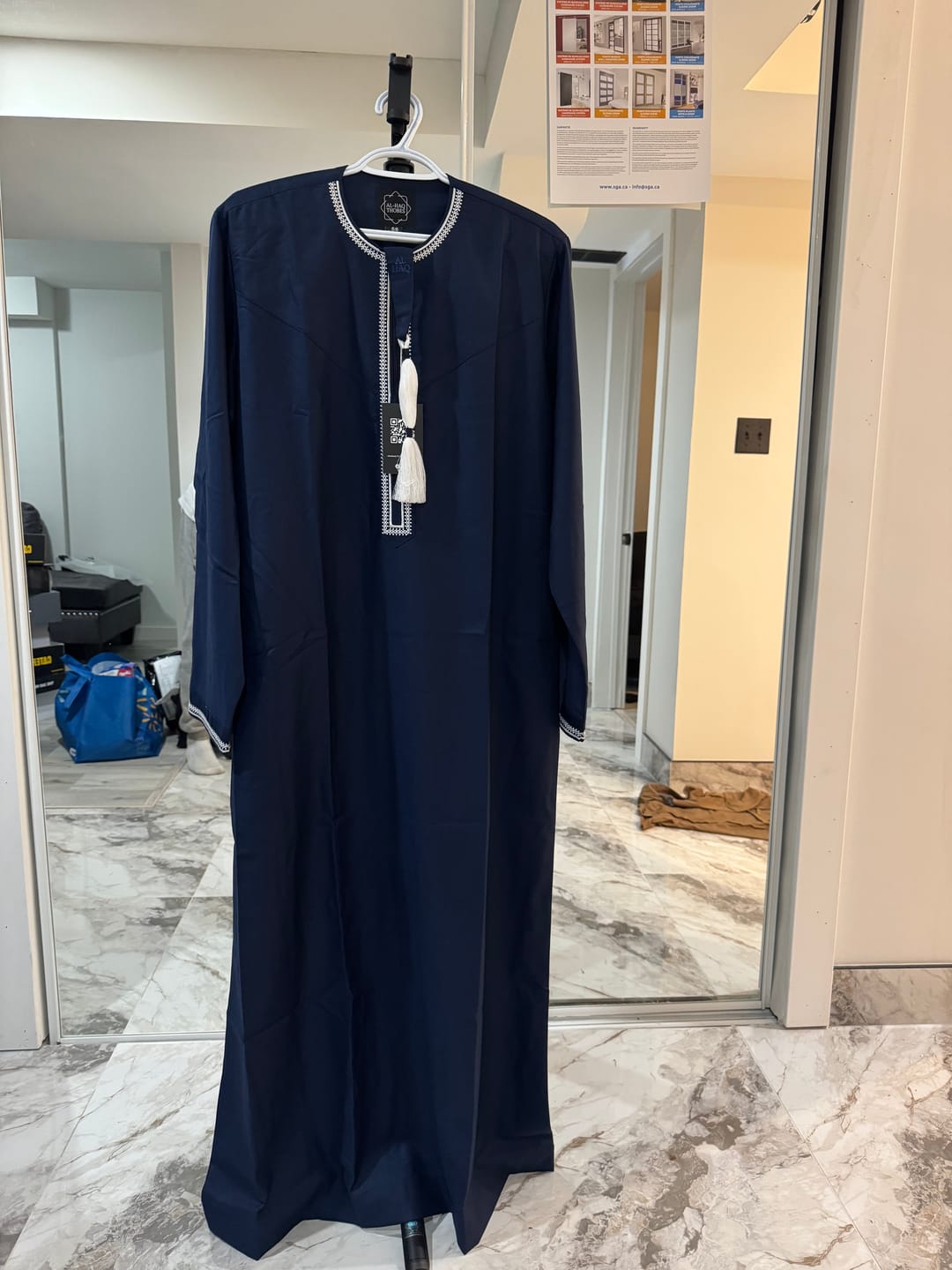 Customer photo review of Luxury Navy & Cream Omani Thobe