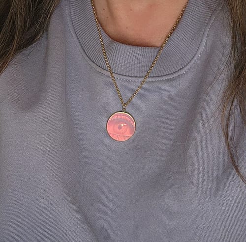 Customer photo review of Gold Hologram Eye Pendants