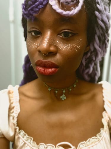 Customer photo review of Gold Glitter Freckles Makeup Patches
