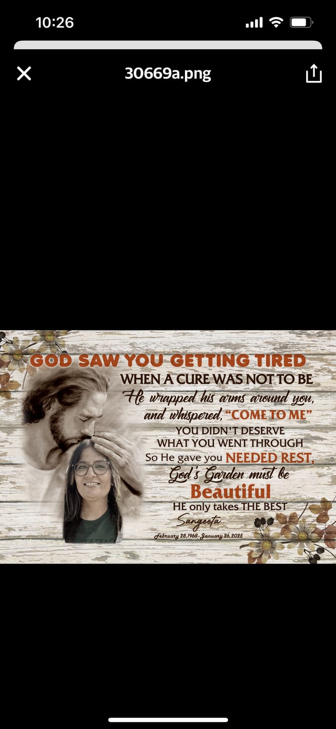 Customer photo review of Personalized Photo Memorial God Saw You Getting Tired Safe In God Is Hand Canvas Prints And Poster
