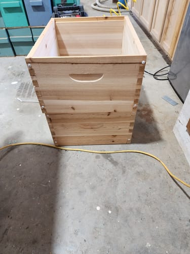 Customer photo review of BeeCastle Hives Natural Hive 10 Frame 3 Layer:Crafted with 2 Deep Cedarwood Boxes and 1 Cedarwood Super Box,Including Premium Wooden Frames and Beeswax Plastic Foundation.