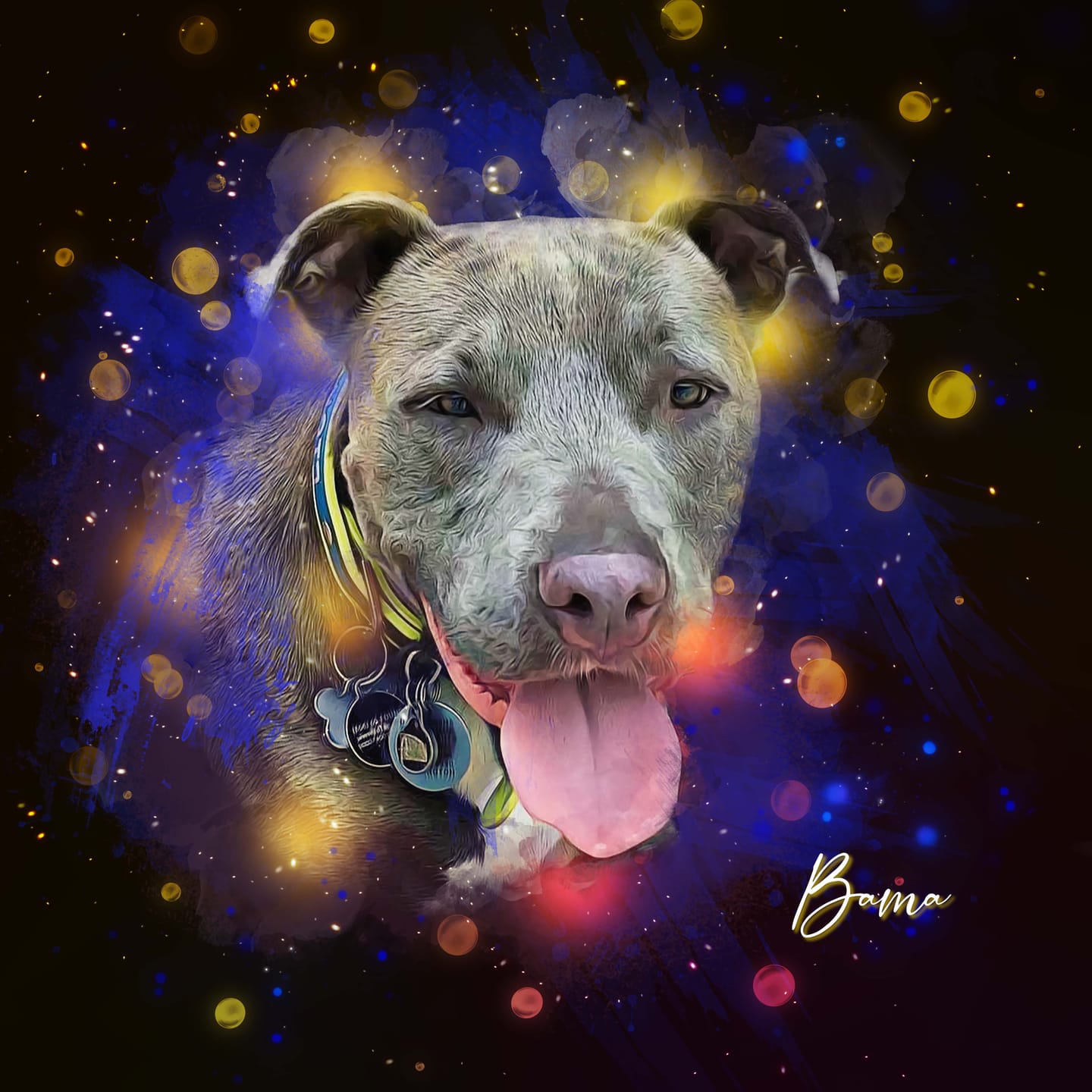 Customer photo review of Custom Neon Watercolor Pet Portrait – Aesthetic Neon Style (AN)