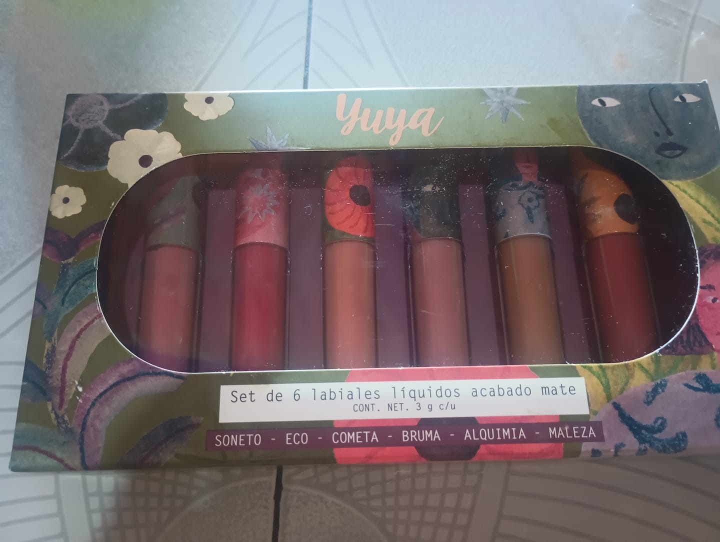Customer photo review of Set de 6 Labiales Líquidos Mate Yuya 2024 (Alquimia, Soneto, Bruma, Eco, Cometa, Maleza)