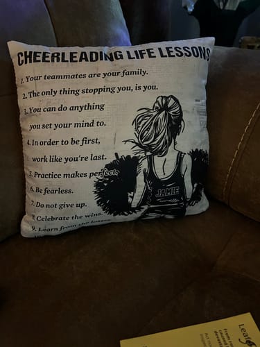 Customer photo review of Personalized Cheerleading Life Lessons Girl Pillow-Gift For Cheerleading Lovers