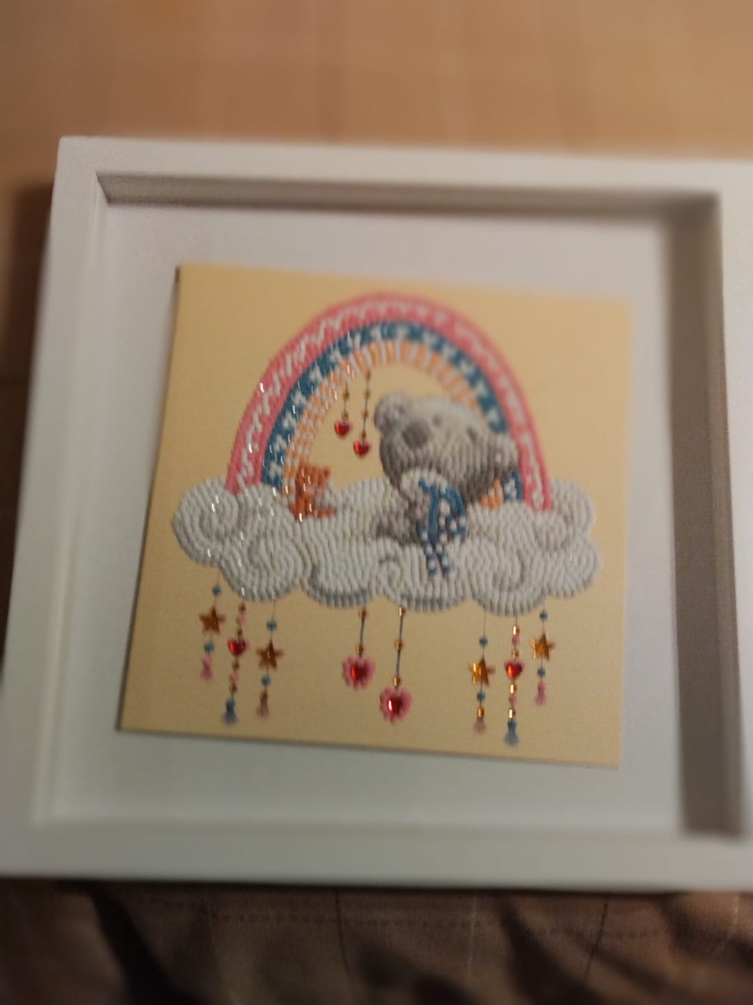Customer photo review of "New Baby" Tiny Tatty Teddy Crystal Art Card - 18x18cm