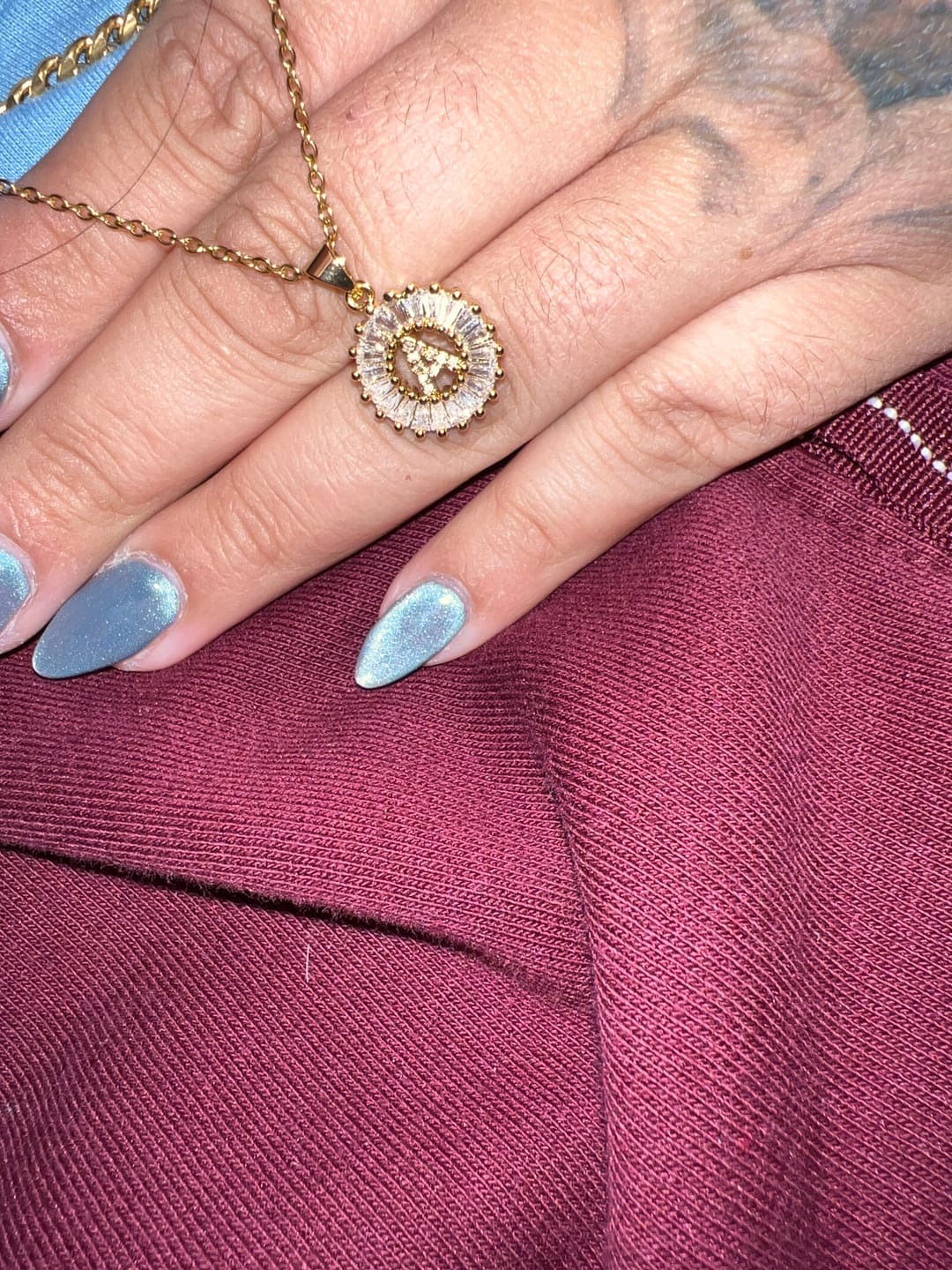 Customer photo review of Iced Baguette Initial Necklace