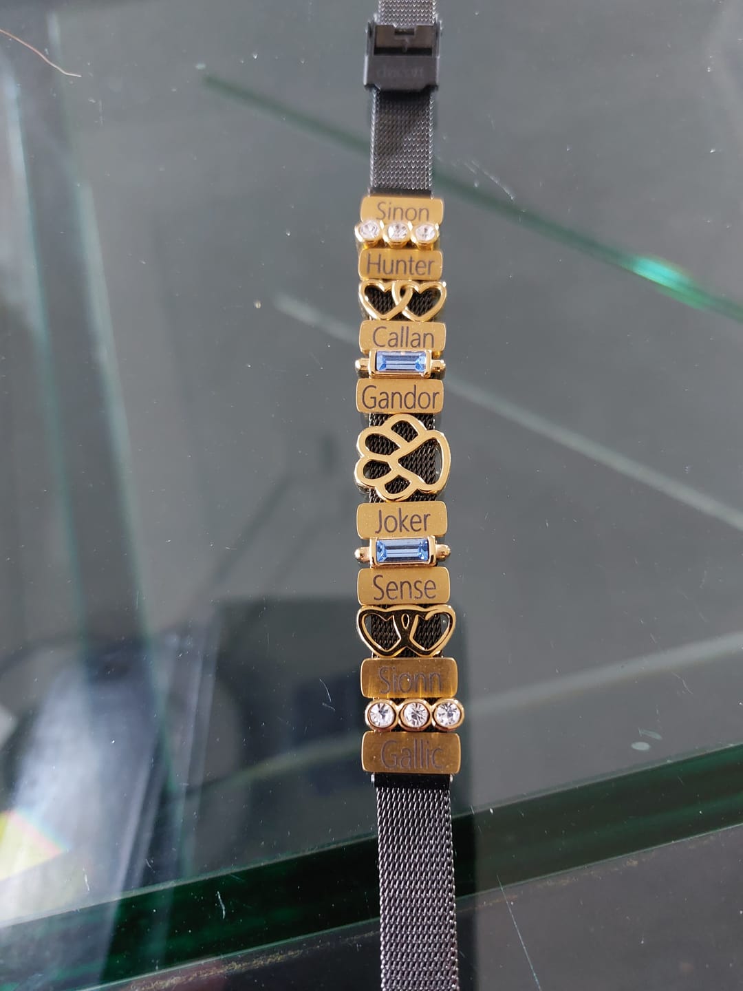Customer photo review of Mesh charm name gold