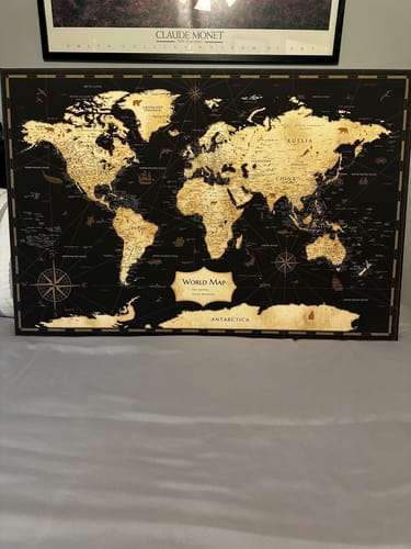 Customer photo review of Pinnable World Journey Map • Rustic Gold