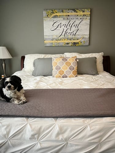 Customer photo review of Christian Wall Art: Begin Each Day With a Grateful Heart V5 (Wood Frame Ready To Hang)