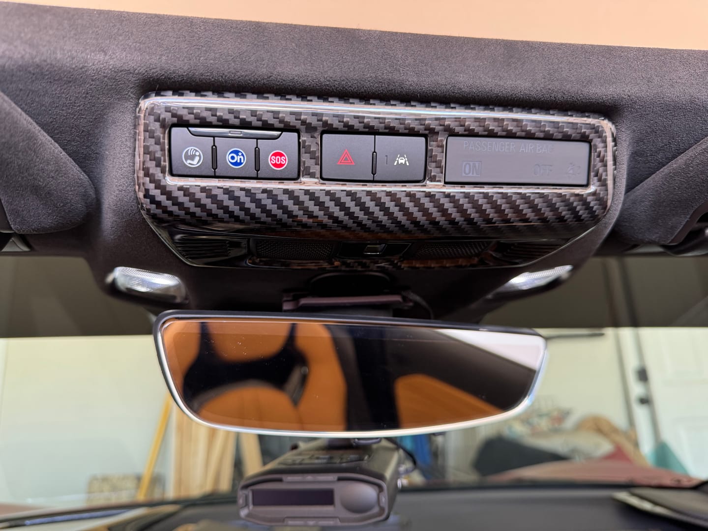 Customer photo review of C8 Corvette Carbon Fiber Overhead Dome light trim Cover