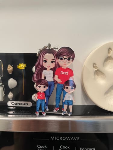 Customer photo review of Personalized Cute Cartoon Couple And Dogs Acrylic Keychain-Gift For Dog Lovers, Couple